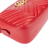 Gucci Red Chevron Leather GG Marmont Crossbody Bag
