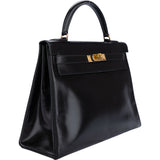 Hermès Noir Boxcalf Kelly 32 Handbag