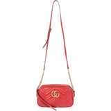 Gucci Red Chevron Leather GG Marmont Crossbody Bag