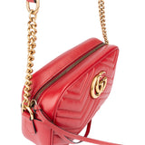 Gucci Red Chevron Leather GG Marmont Crossbody Bag