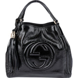 Gucci Black Patent Leather GG Soho Handbag