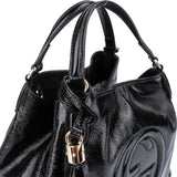 Gucci Black Patent Leather GG Soho Handbag