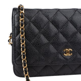 Chanel Quilted Caviar Leather Wallet On Chain Crossbody Bag