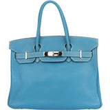 Hermès Cornflower Blue Togo Leather Palladium Birkin 30 Handbag