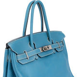 Hermès Cornflower Blue Togo Leather Palladium Birkin 30 Handbag