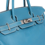 Hermès Cornflower Blue Togo Leather Palladium Birkin 30 Handbag