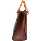 Gucci Brown Leather Bamboo Handbag