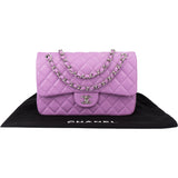 Chanel Quilted Lambskin Palladium Jumbo Double Flap Crossbody Bag