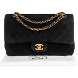 Chanel Quilted Suede 24K Medium Double Flap Crossbody Bag