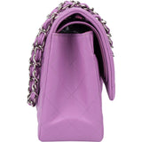 Chanel Quilted Lambskin Palladium Jumbo Double Flap Crossbody Bag