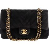 Chanel Quilted Suede 24K Medium Double Flap Crossbody Bag