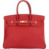 Hermès Rouge Togo Leather Birkin 35 Handbag