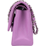 Chanel Quilted Lambskin Palladium Jumbo Double Flap Crossbody Bag
