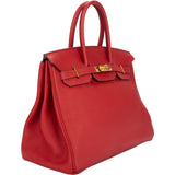 Hermès Rouge Togo Leather Birkin 35 Handbag