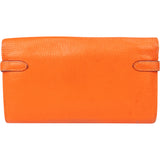 Hermès Orange Leather Palladium Kelly Wallet