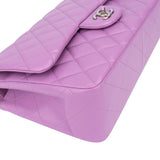Chanel Quilted Lambskin Palladium Jumbo Double Flap Crossbody Bag
