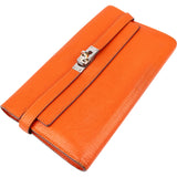 Hermès Orange Leather Palladium Kelly Wallet