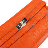 Hermès Orange Leather Palladium Kelly Wallet