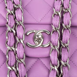 Chanel Quilted Lambskin Palladium Jumbo Double Flap Crossbody Bag