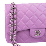 Chanel Quilted Lambskin Palladium Jumbo Double Flap Crossbody Bag