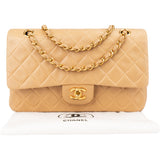 Chanel Quilted Lambskin 24K Gold Medium Double Flap Crossbody Bag