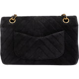 Chanel Quilted Suede 24K Medium Double Flap Crossbody Bag