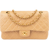 Chanel Quilted Lambskin 24K Gold Medium Double Flap Crossbody Bag