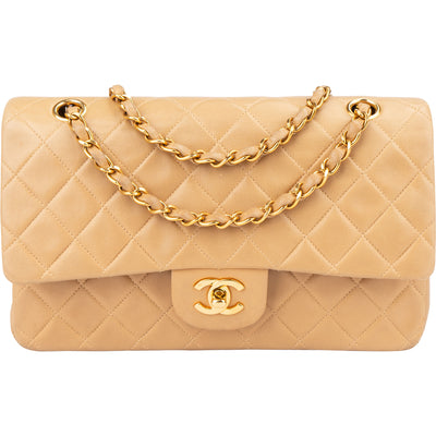 Chanel Quilted Lambskin 24K Gold Medium Double Flap Crossbody Bag