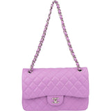 Chanel Quilted Lambskin Palladium Jumbo Double Flap Crossbody Bag