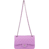 Chanel Quilted Lambskin Palladium Jumbo Double Flap Crossbody Bag