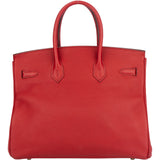 Hermès Rouge Togo Leather Birkin 35 Handbag