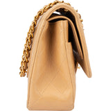Chanel Quilted Lambskin 24K Gold Medium Double Flap Crossbody Bag