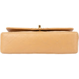 Chanel Quilted Lambskin 24K Gold Medium Double Flap Crossbody Bag