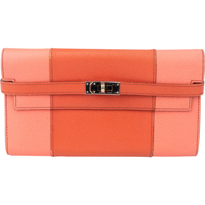 Hermès Bicolor Epsom Leather Kelly Wallet - vintageandkickz