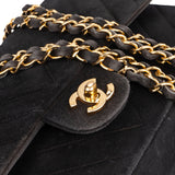 Chanel Quilted Suede 24K Medium Double Flap Crossbody Bag