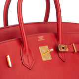 Hermès Rouge Togo Leather Birkin 35 Handbag