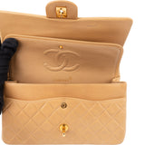 Chanel Quilted Lambskin 24K Gold Medium Double Flap Crossbody Bag