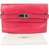 Hermès Pink Leather Palladium Kelly Wallet