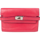 Hermès Pink Leather Palladium Kelly Wallet