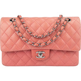 Chanel Quilted Lambskin Palladium Medium Double Flap Crossbody Bag