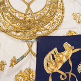 Hermès Classic "LES CAVALIERS D´OR" Silk Carre 90 Scarf Tuch