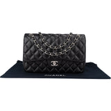 Chanel Quilted Lambskin Palladium Jumbo Double Flap Crossbody Bag