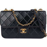 Chane Quilted Lambskin Single Flap Crossbody Bag