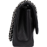 Chanel Quilted Lambskin Palladium Jumbo Double Flap Crossbody Bag