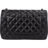 Chanel Quilted Lambskin Palladium Jumbo Double Flap Crossbody Bag