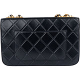 Chane Quilted Lambskin Single Flap Crossbody Bag