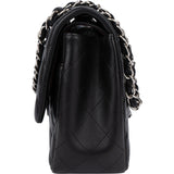 Chanel Quilted Lambskin Palladium Jumbo Double Flap Crossbody Bag