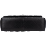 Chanel Quilted Lambskin Palladium Jumbo Double Flap Crossbody Bag