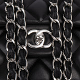 Chanel Quilted Lambskin Palladium Jumbo Double Flap Crossbody Bag
