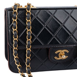 Chane Quilted Lambskin Single Flap Crossbody Bag